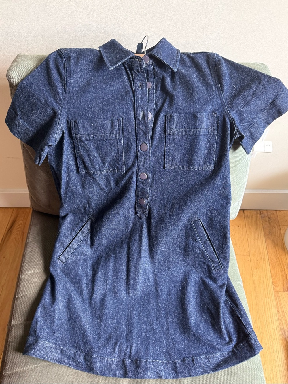 Yargici Dark Blue Denim Polo Dress